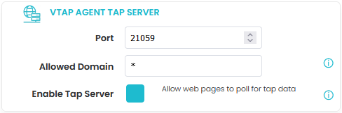 Select to enlarge VTAP Agent screenshot when local web server has been chosen
