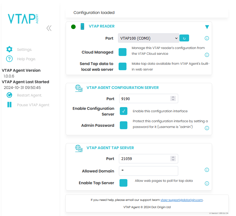 Select to enlarge VTAP Agent start up screenshot
