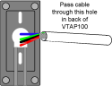 Diagram showing where to insert wires, through back of the compact case