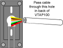 Diagram showing where to insert wires, through back of the compact case