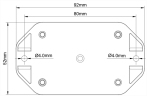 Dimensions and location of mounting holes in VTEXP1 base plate