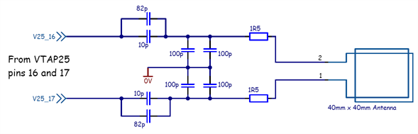 VTAP25-DEV reference antenna tuning circuit