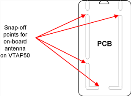 Snap-off points for on-board antenna on VTAP50