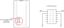 Expansion header to connect external LEDs