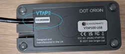 Photograph of base of VTAP100-CLOUD-CC showing serial number sticker