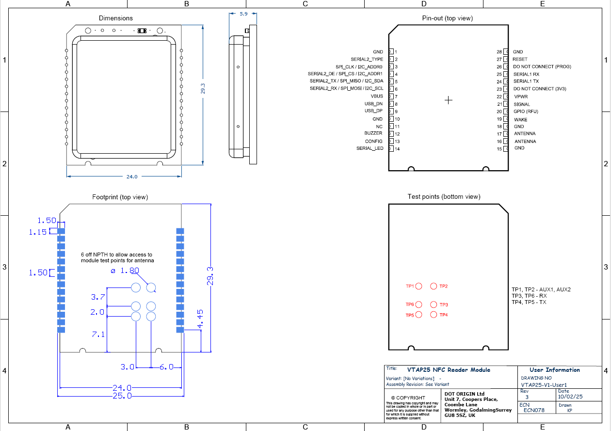 VTAP25 Engineering Drawings
