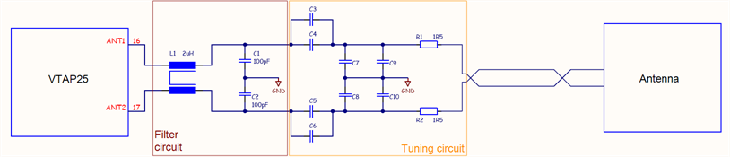 Example schematic for common mode filtering